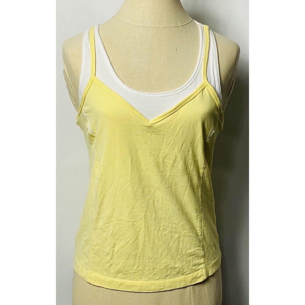 SJB Active Tank Top With Bra Support Size L Yellow /white